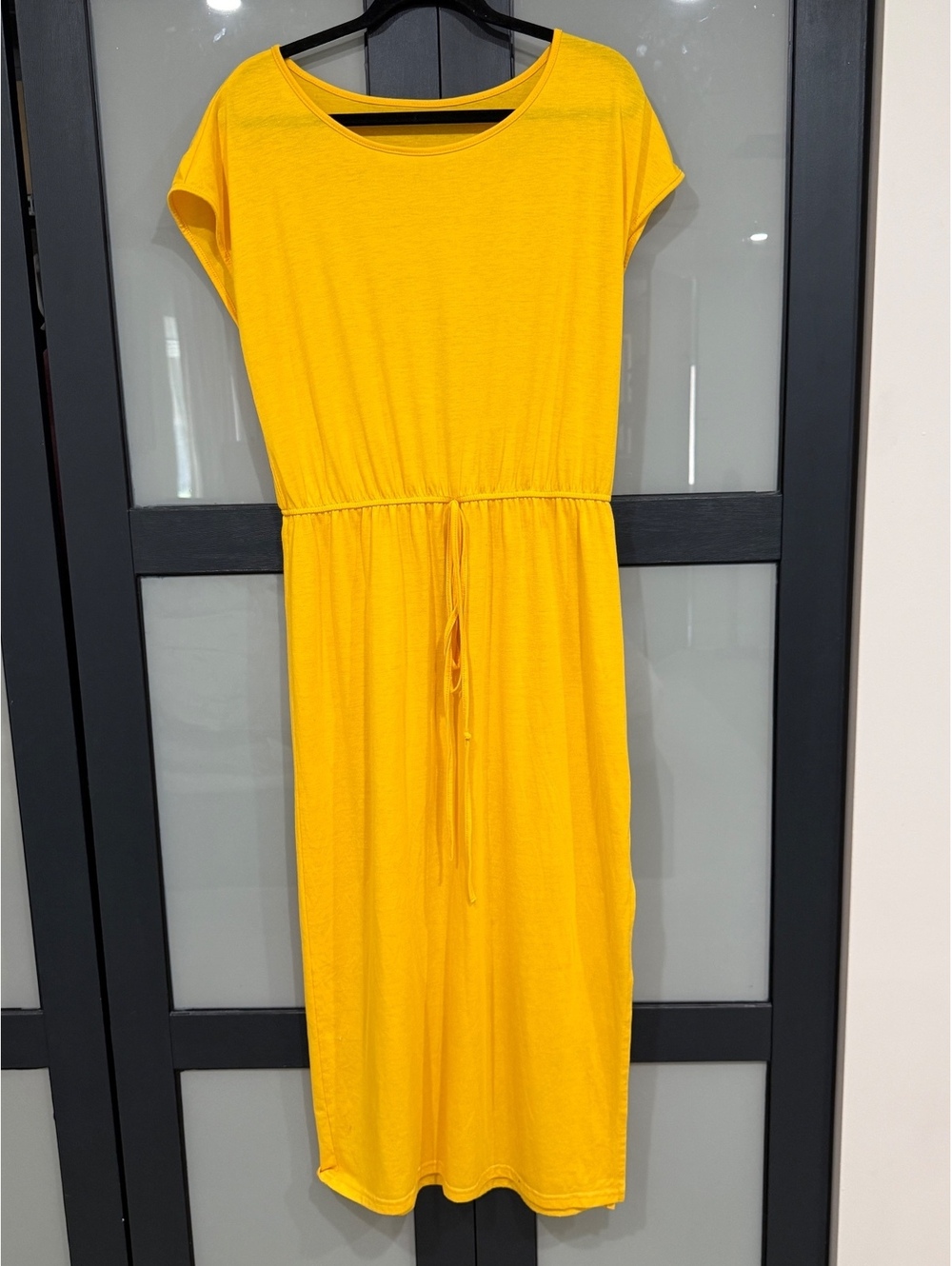 Mustard Yellow Drawstring Maxi Dress